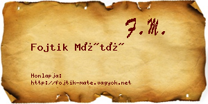 Fojtik Máté névjegykártya